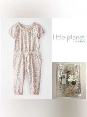 🆕CARTER’S LITTLE PLANET - NB - NWT - INFANT GIRLS FLORAL JUMPSUIT